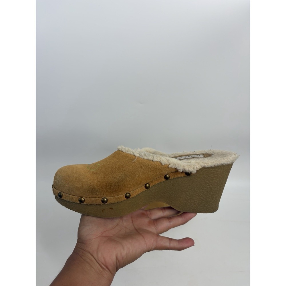 Tommy‎ Girl Y2K Boho Floral Embroidered Clogs Fur Lined Platform Mules 8 Hippie - Picture 5 of 11